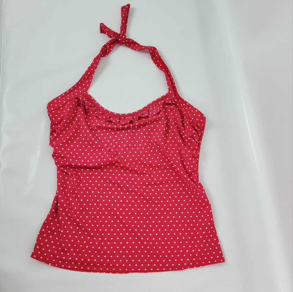 Freya 32F Polka-dot Halter Tankini Top EUC!
